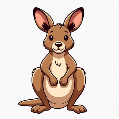 Cute Cartoon Kangaroo Sitting