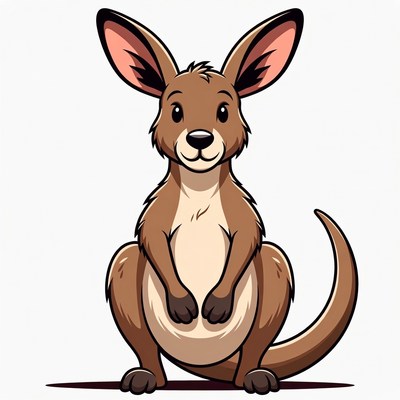 Cute cartoon kangaroo sitting