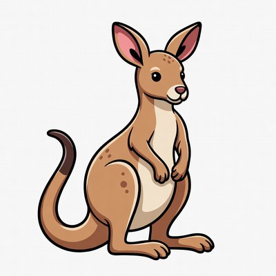 Cartoon kangaroo standing isolated
