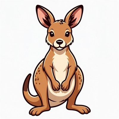 Cute cartoon kangaroo standing