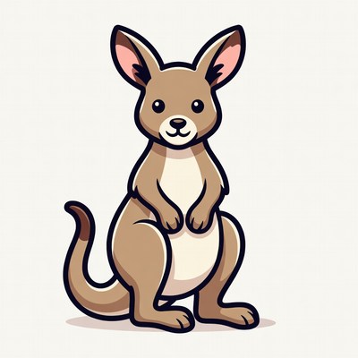 Cute Cartoon Kangaroo Standing