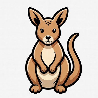 Cute Cartoon Baby Kangaroo