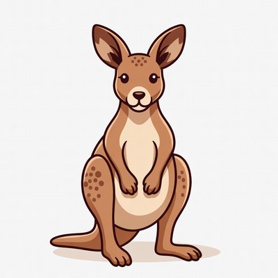 Cute cartoon kangaroo standing