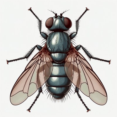 Detailed illustration of housefly