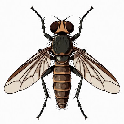 Detailed illustration of housefly