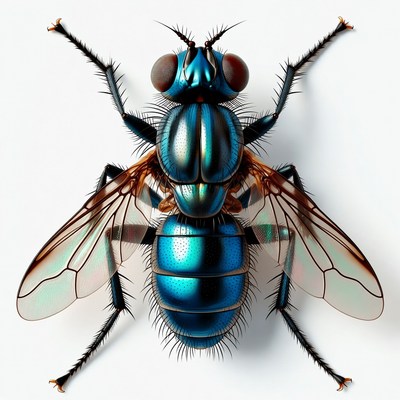 Blue Metallic Fly Illustration