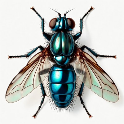 Blue Metallic Fly Illustration