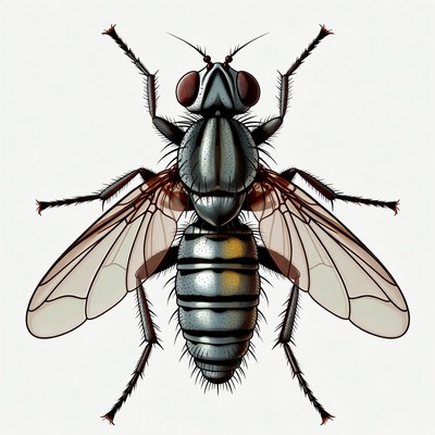 Detailed illustration of housefly