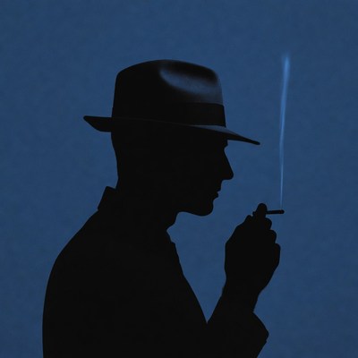 Man lighting cigarette silhouette