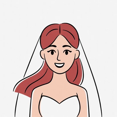 Bride with red hair and veil