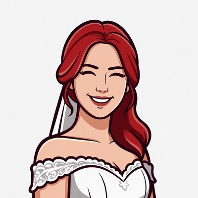 Smiling Asian bride illustration