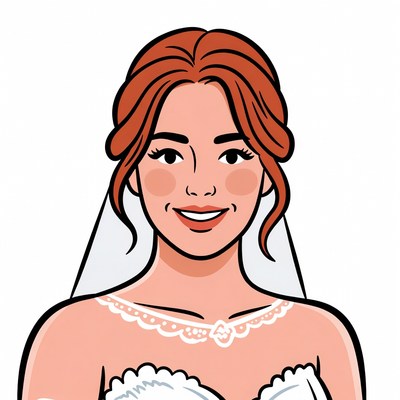 Bride with red hair and veil