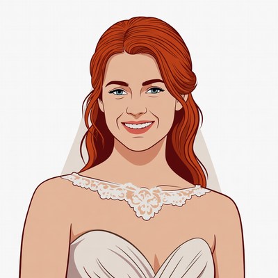 Bride with red hair and veil