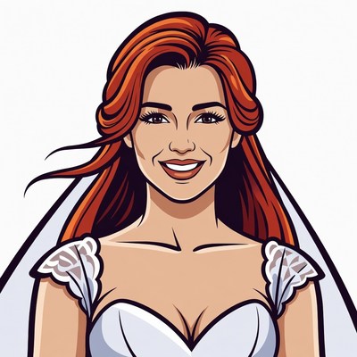 Bride with Red Hair and Veil