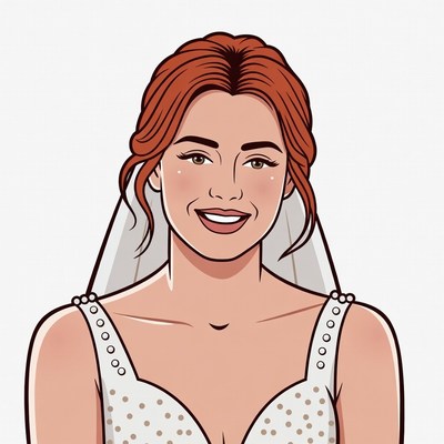 Smiling bride in wedding dress