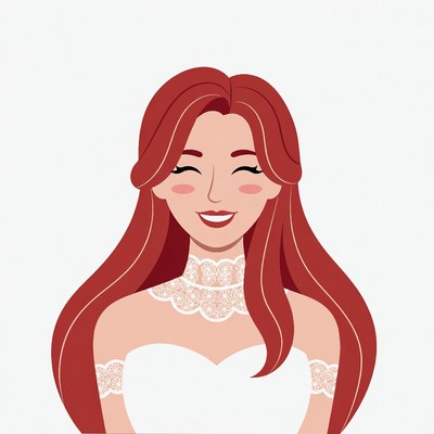 Smiling bride with red hair