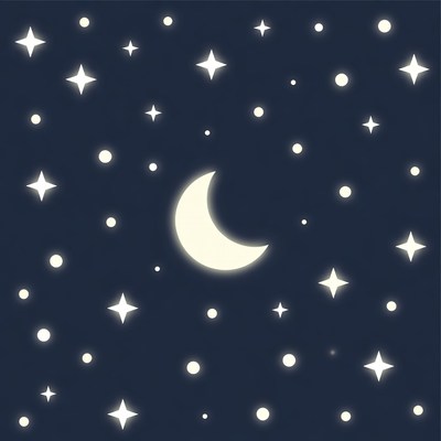 Crescent Moon and Stars Illustration