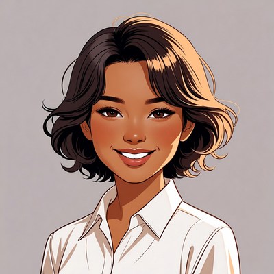 Smiling Asian woman in white shirt