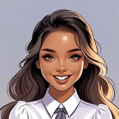 Smiling Asian girl in school uniform