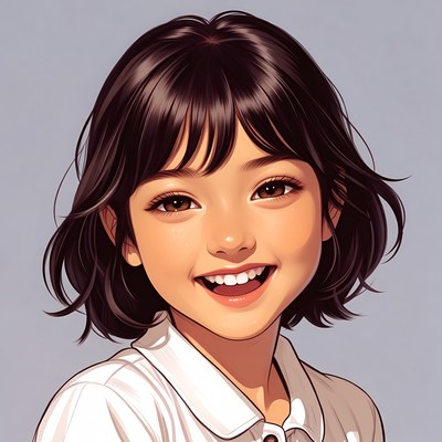 Smiling Asian girl in school uniform
