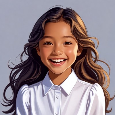 Smiling Asian girl in white blouse