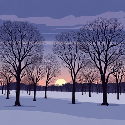 Winter Trees at Sunset