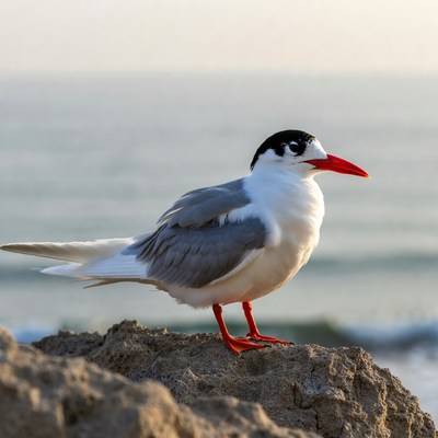 Gull on rocky beach