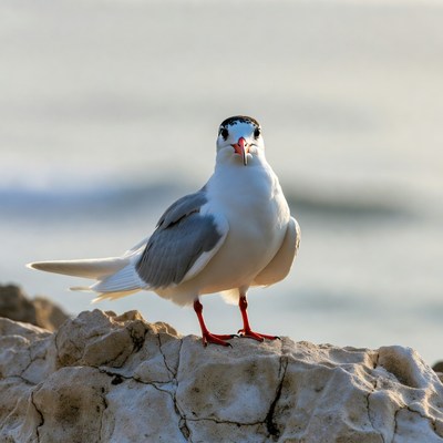 Gull standing on rocky shore