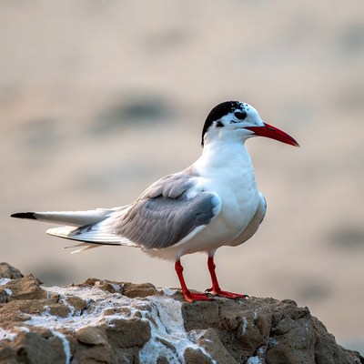 Gull standing on beach rock
