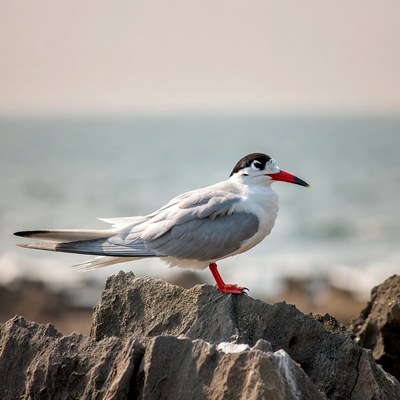 Caspian Tern on Rocky Beach