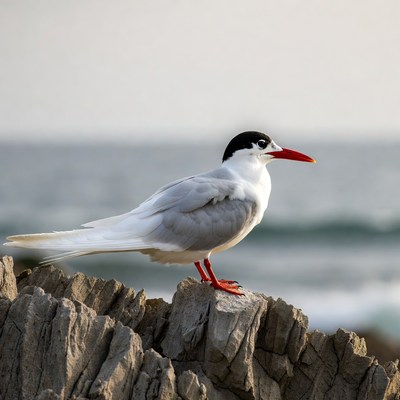 Gull-billed Tern on Rocky Shore