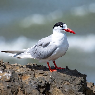 Gull on rocky beach