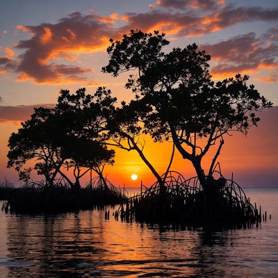 Mangrove Trees at Sunset