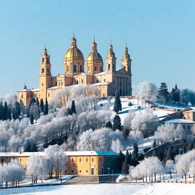 Golden-domed Basilica on Snowy Hill