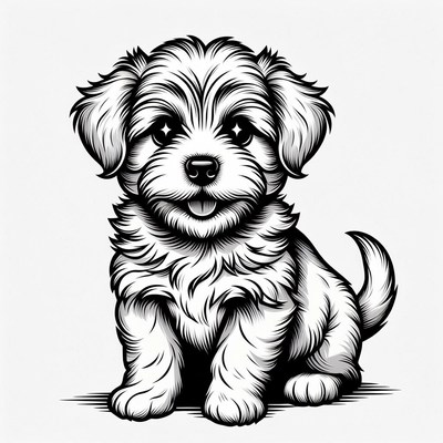 Cute fluffy puppy illustration