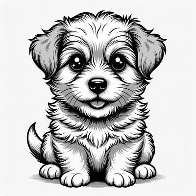 Cute fluffy puppy illustration
