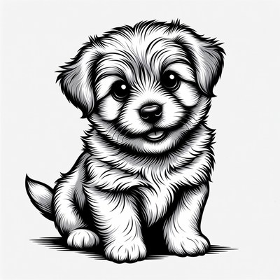 Cute fluffy puppy sitting