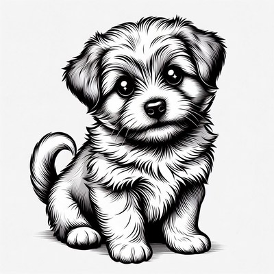 Cute fluffy puppy illustration