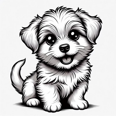 Cute fluffy puppy illustration