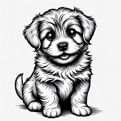 Cute fluffy puppy illustration