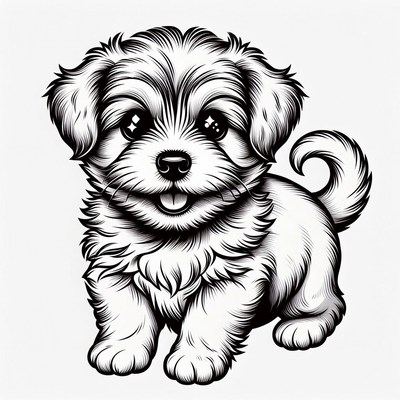 Cute fluffy puppy illustration