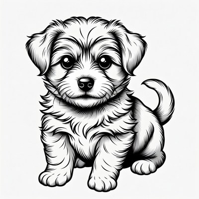 Cute fluffy puppy illustration