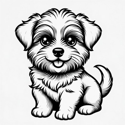 Cute Shih Tzu Puppy Illustration