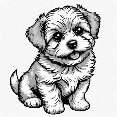 Cute Shih Tzu Puppy Illustration