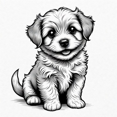 Cute fluffy puppy illustration
