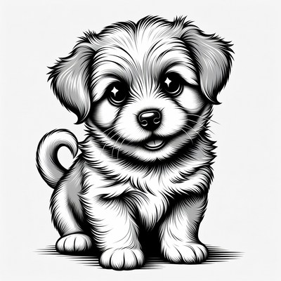 Cute fluffy puppy illustration