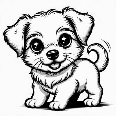Cute fluffy puppy illustration