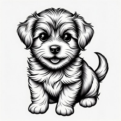 Cute fluffy puppy illustration