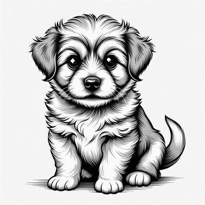 Cute fluffy puppy illustration
