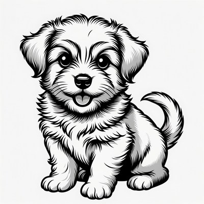Cute fluffy puppy illustration